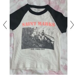 EUC John Galt 'Saint Marks' Print baby tee, Size Small